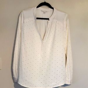 Long sleeve eyelet blouse